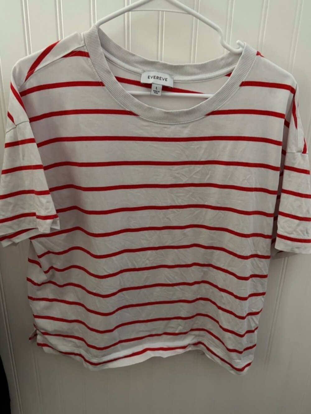 White Tee with Red Stripes